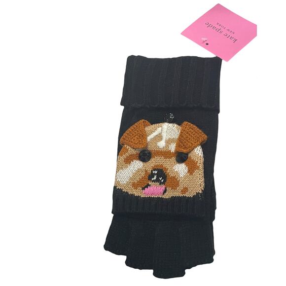 Kate Spade Terrier Dog Pop Top Gloves Mittens New - Picture 3 of 3